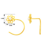 22K Yellow Gold Pearl Large Floral Nose Pin with Wire with gold weight of 0.24g